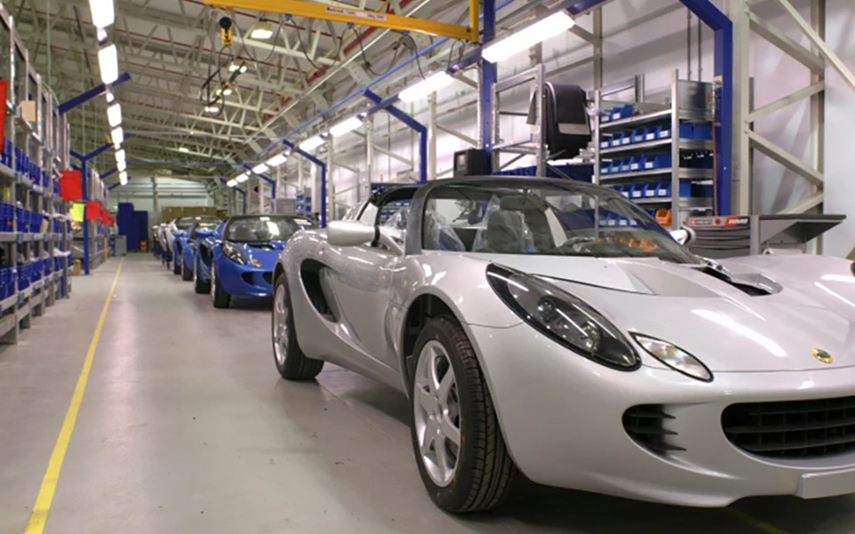 Cars in factory assembly linking to Advanced Manufacturing