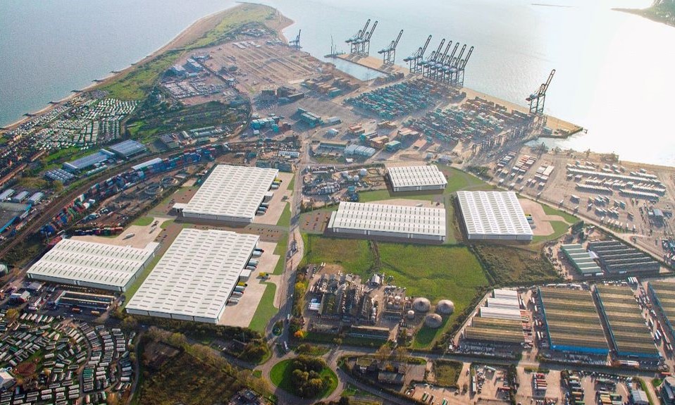 Aerial image of site containing multiple buildings