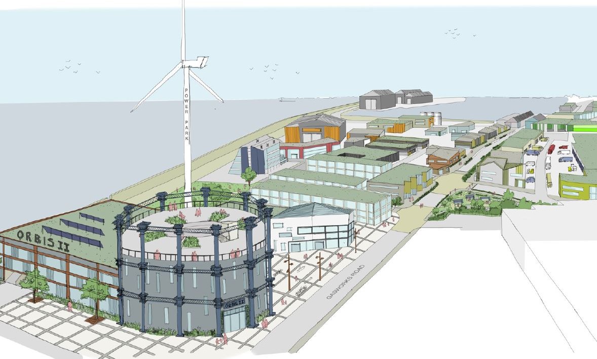 Aerial representation of multiple buildings