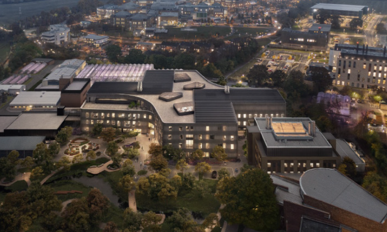 Aerial view proposed buildings